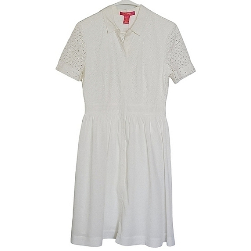 7140 * Catherine Malandrino Button Down Eyelet Dress Off White Size 4 NWT